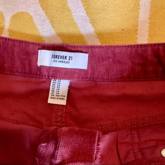 Burgundy Corduroy Mini-skirt with Raw Hem - Picture 4 of 5